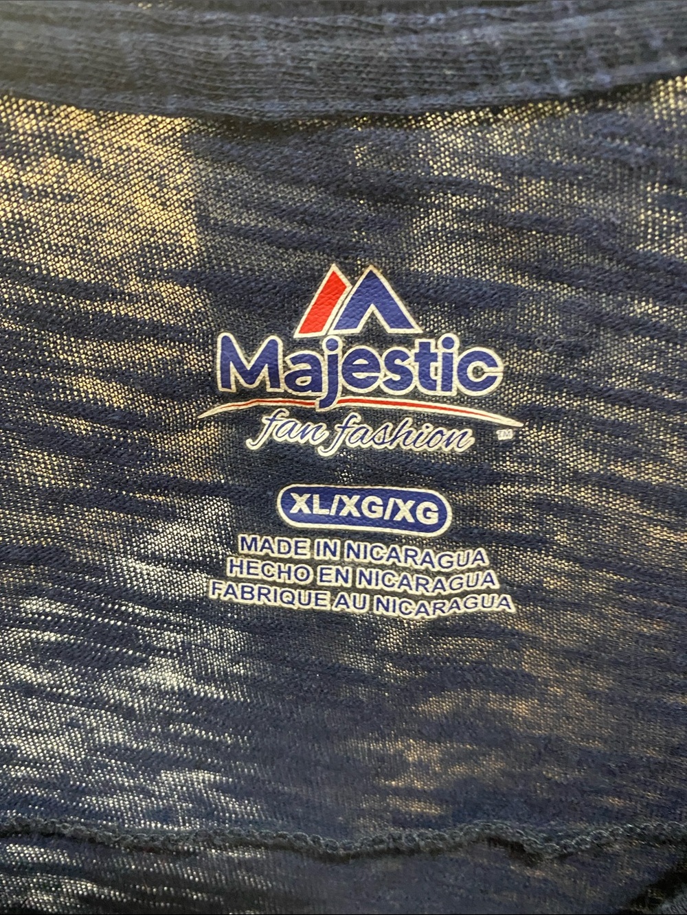 Majestic Navy V-Neck Tee with Orange Detroit D Logo - Picture 2 of 3